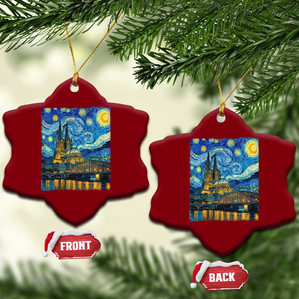 Cologne Cathedral Silhouette Köln German Starry Night Style Ceramic Ornament