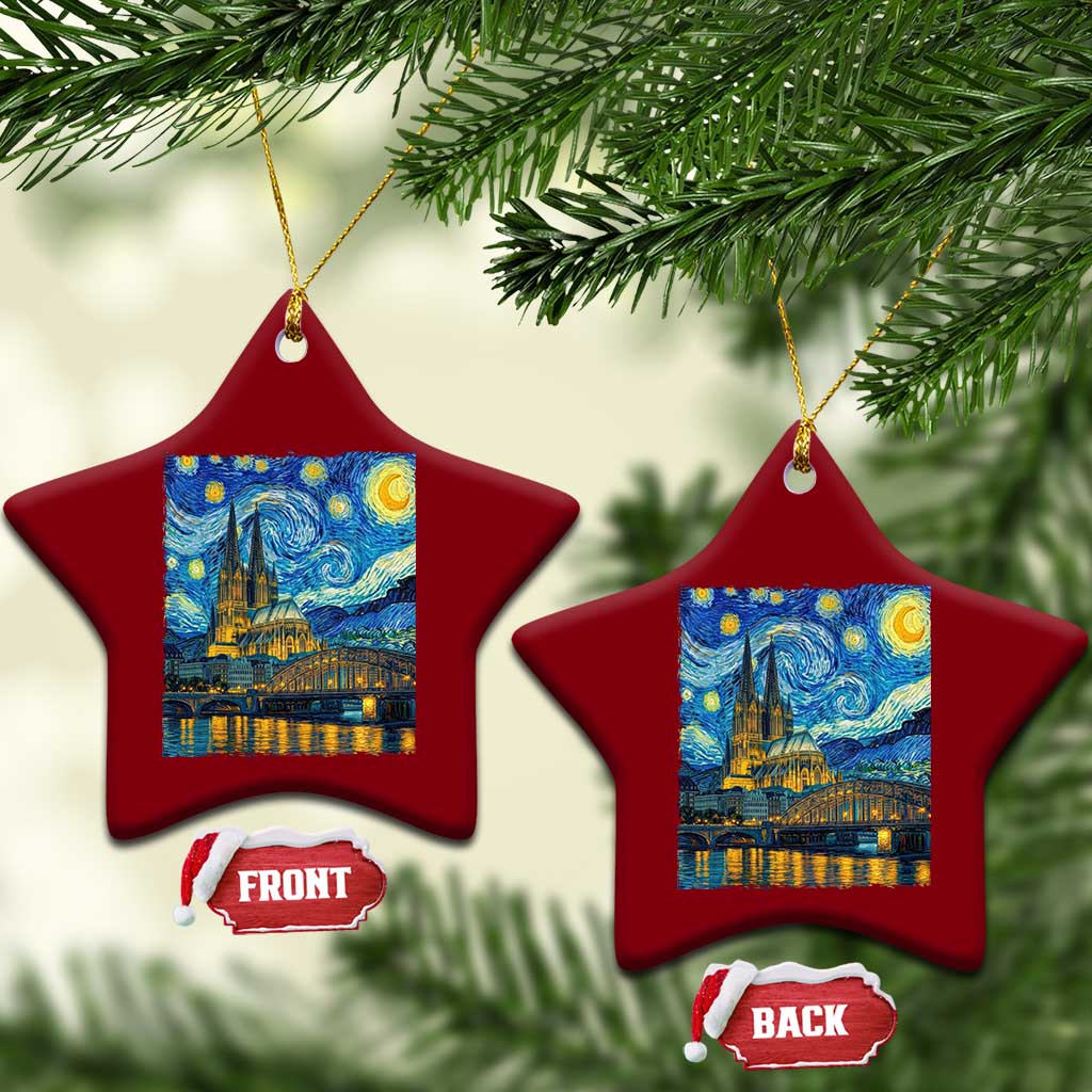 Cologne Cathedral Silhouette Köln German Starry Night Style Ceramic Ornament