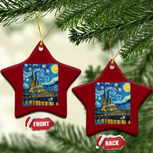 Cologne Cathedral Silhouette Köln German Starry Night Style Ceramic Ornament
