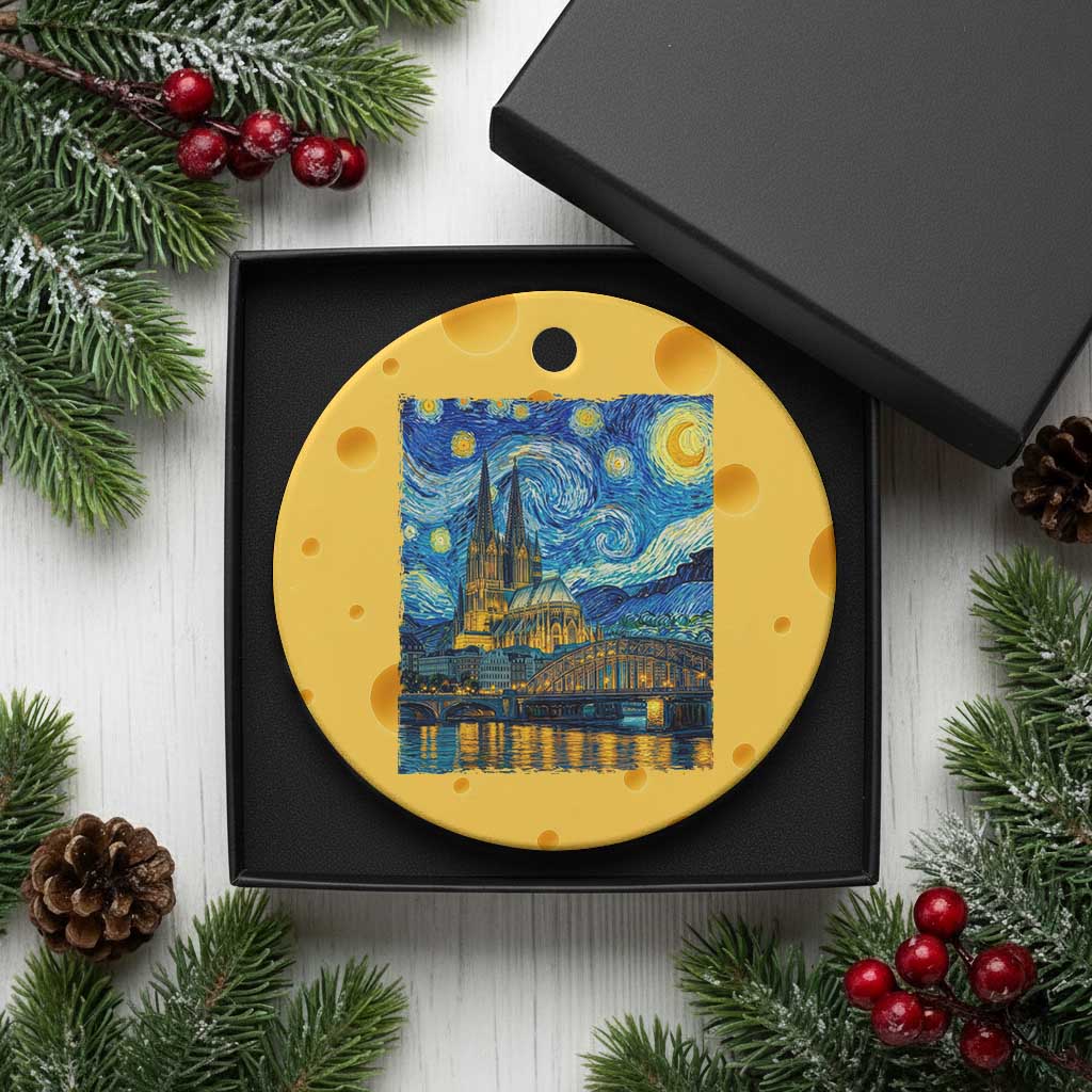 Cologne Cathedral Silhouette Köln German Starry Night Style Ceramic Ornament