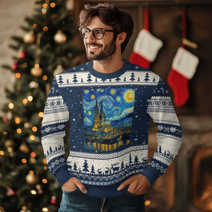 Cologne Cathedral Silhouette Köln German Starry Night Style Ugly Christmas Sweater