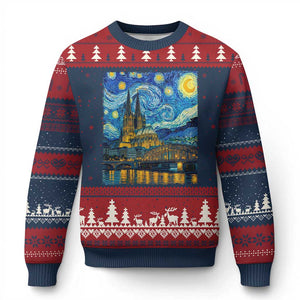 Cologne Cathedral Silhouette Köln German Starry Night Style Ugly Christmas Sweater