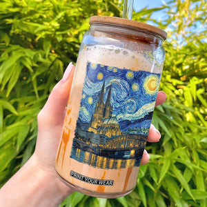 Cologne Cathedral Silhouette Köln German Starry Night Style Glass Can