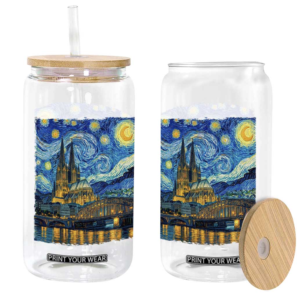 Cologne Cathedral Silhouette Köln German Starry Night Style Glass Can