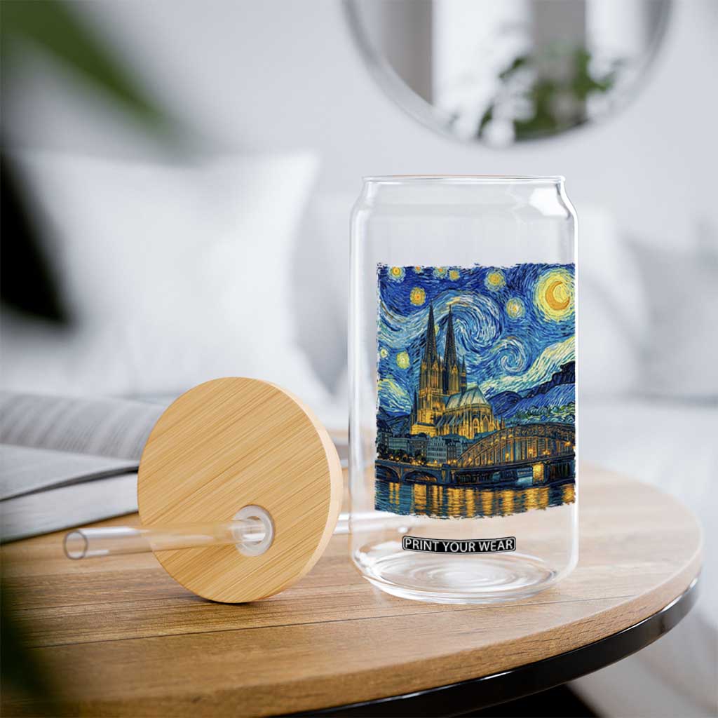 Cologne Cathedral Silhouette Köln German Starry Night Style Glass Can