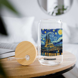 Cologne Cathedral Silhouette Köln German Starry Night Style Glass Can
