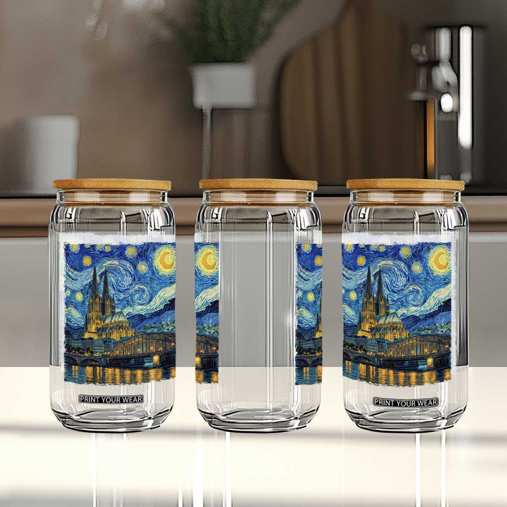 Cologne Cathedral Silhouette Köln German Starry Night Style Glass Can