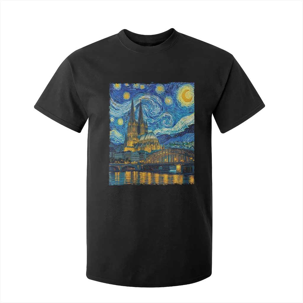 Cologne Cathedral Silhouette Köln German Starry Night Style T Shirt For Kid