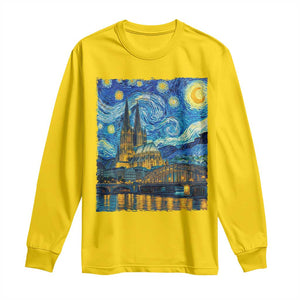 Cologne Cathedral Silhouette Köln German Starry Night Style Long Sleeve Shirt