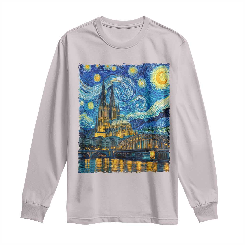 Cologne Cathedral Silhouette Köln German Starry Night Style Long Sleeve Shirt