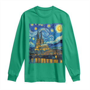 Cologne Cathedral Silhouette Köln German Starry Night Style Long Sleeve Shirt