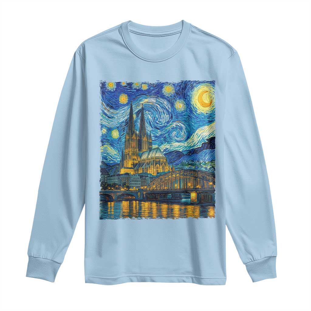 Cologne Cathedral Silhouette Köln German Starry Night Style Long Sleeve Shirt