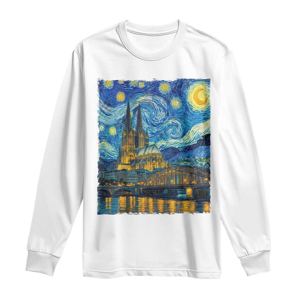 Cologne Cathedral Silhouette Köln German Starry Night Style Long Sleeve Shirt