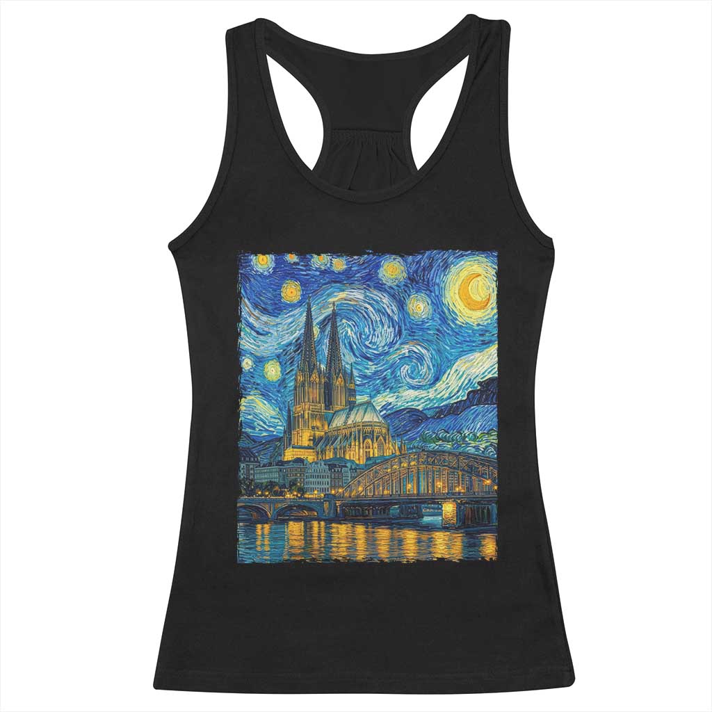 Cologne Cathedral Silhouette Köln German Starry Night Style Racerback Tank Top