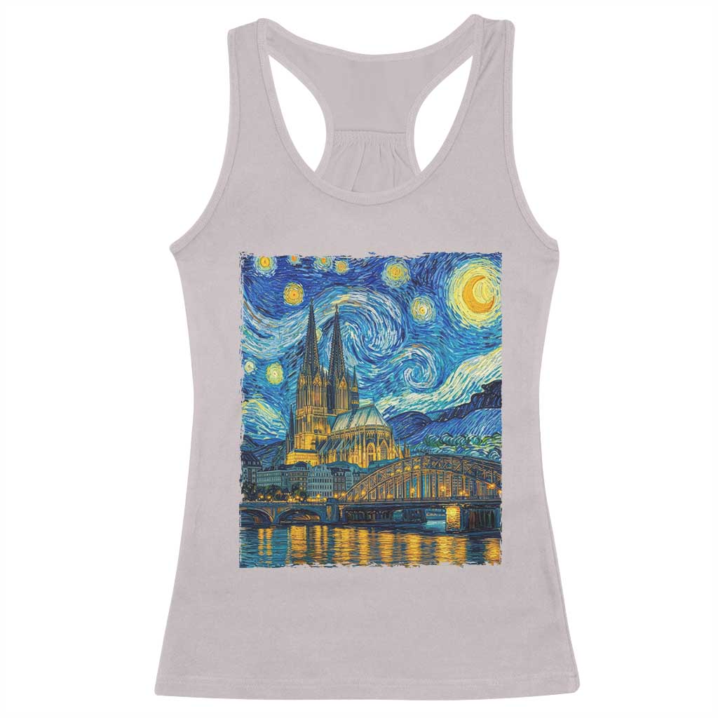 Cologne Cathedral Silhouette Köln German Starry Night Style Racerback Tank Top