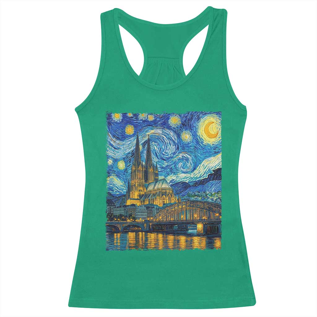 Cologne Cathedral Silhouette Köln German Starry Night Style Racerback Tank Top
