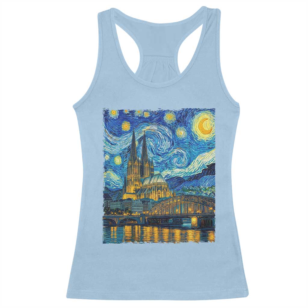 Cologne Cathedral Silhouette Köln German Starry Night Style Racerback Tank Top
