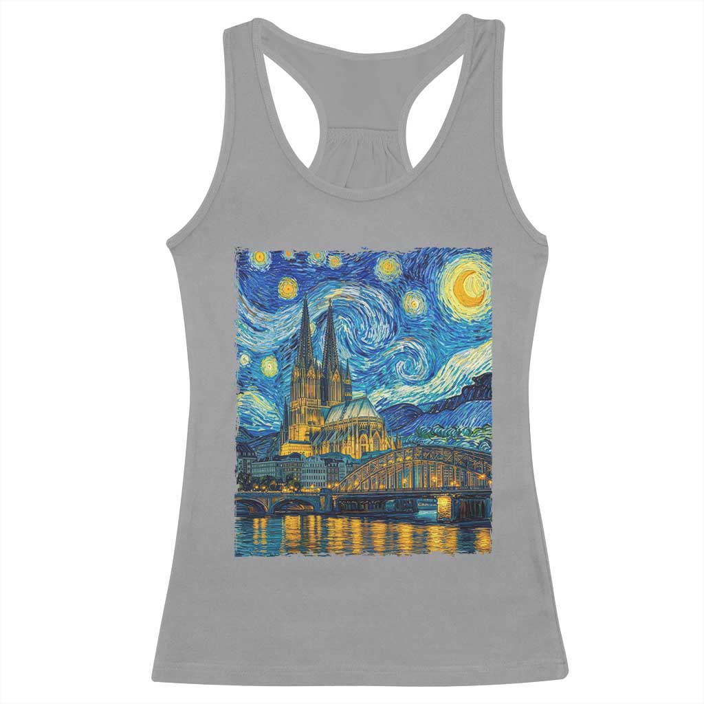Cologne Cathedral Silhouette Köln German Starry Night Style Racerback Tank Top
