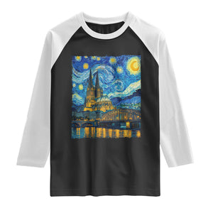 Cologne Cathedral Silhouette Köln German Starry Night Style Raglan Shirt