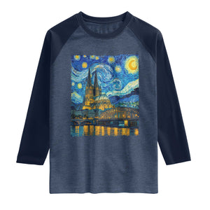 Cologne Cathedral Silhouette Köln German Starry Night Style Raglan Shirt