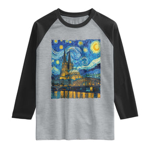 Cologne Cathedral Silhouette Köln German Starry Night Style Raglan Shirt