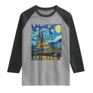 Cologne Cathedral Silhouette Köln German Starry Night Style Raglan Shirt