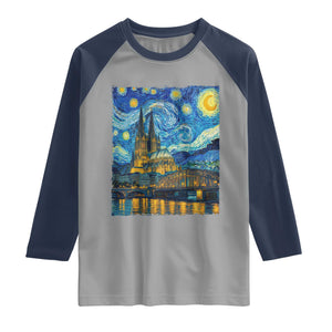 Cologne Cathedral Silhouette Köln German Starry Night Style Raglan Shirt