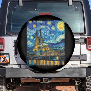 Cologne Cathedral Silhouette Köln German Starry Night Style Spare Tire Cover