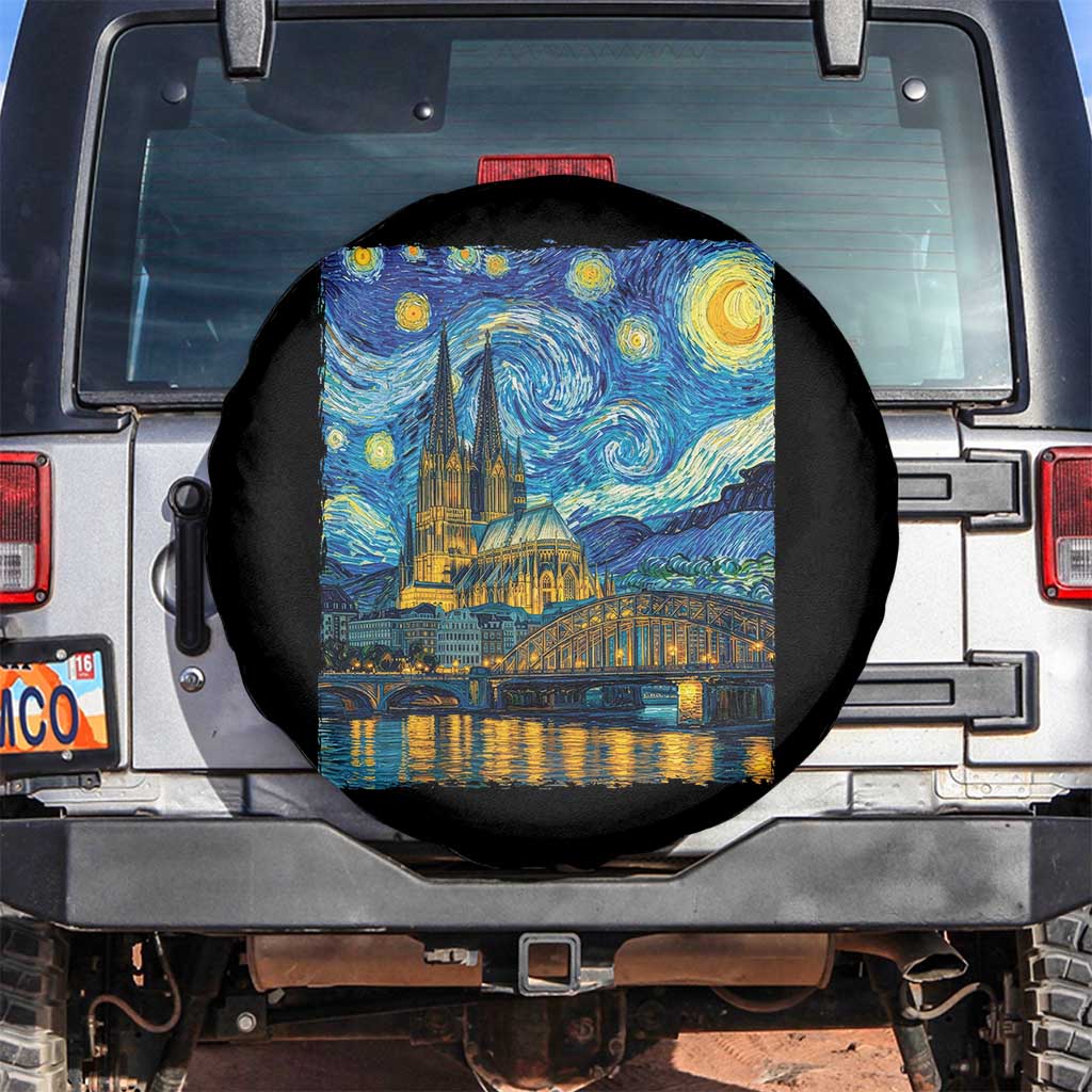 Cologne Cathedral Silhouette Köln German Starry Night Style Spare Tire Cover