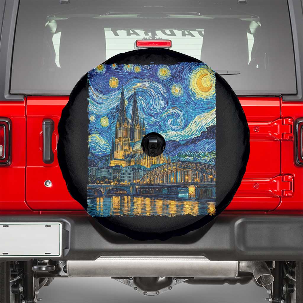 Cologne Cathedral Silhouette Köln German Starry Night Style Spare Tire Cover