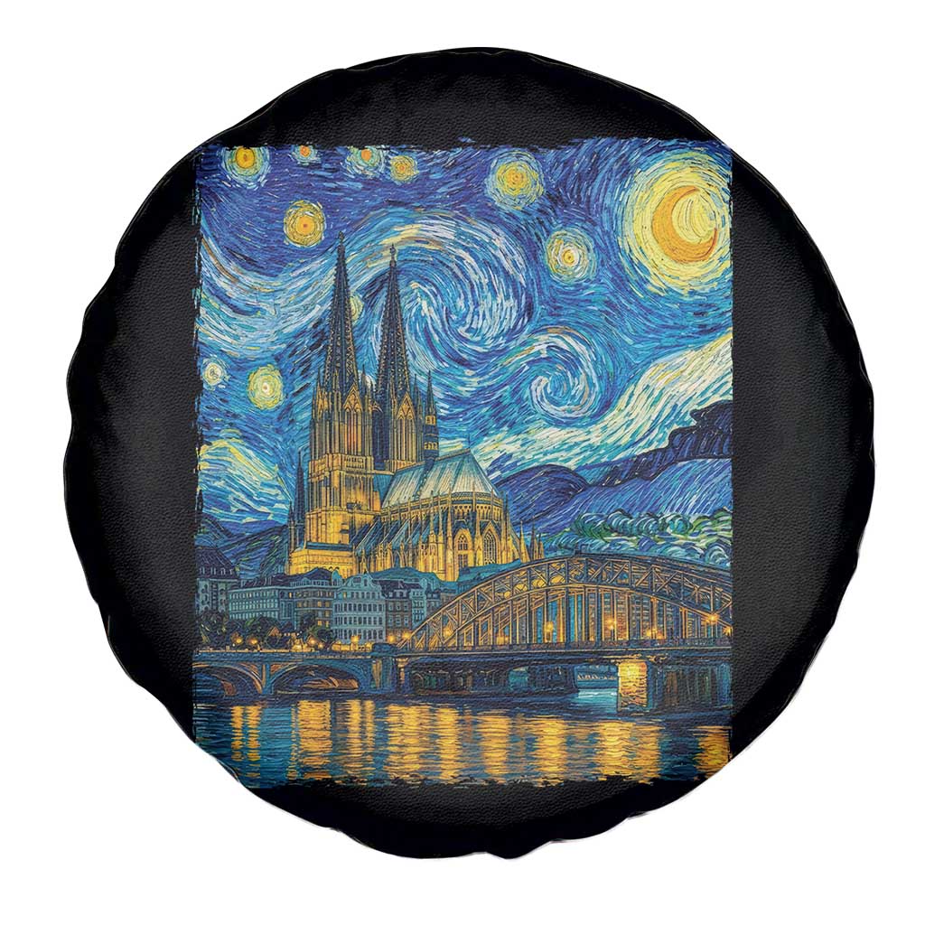 Cologne Cathedral Silhouette Köln German Starry Night Style Spare Tire Cover