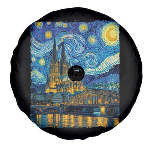 Cologne Cathedral Silhouette Köln German Starry Night Style Spare Tire Cover