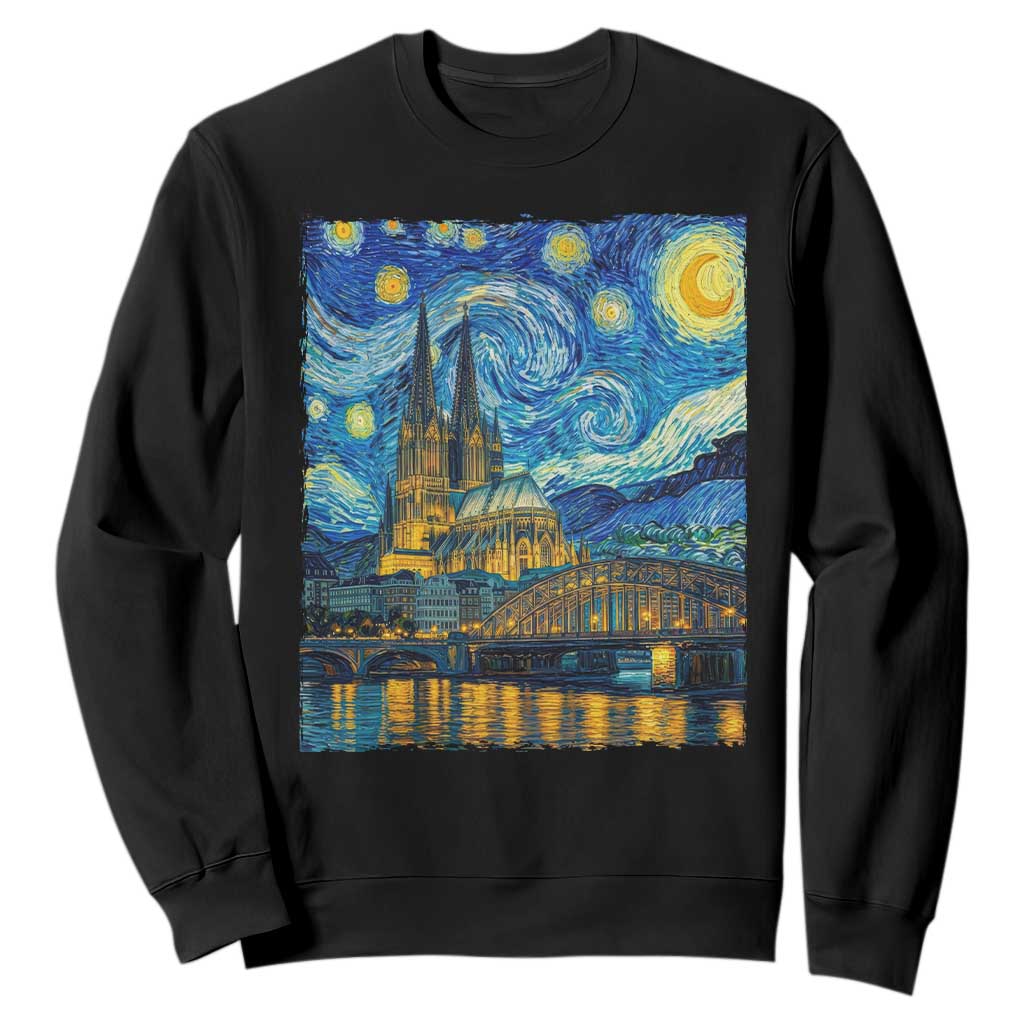 Cologne Cathedral Silhouette Köln German Starry Night Style Sweatshirt