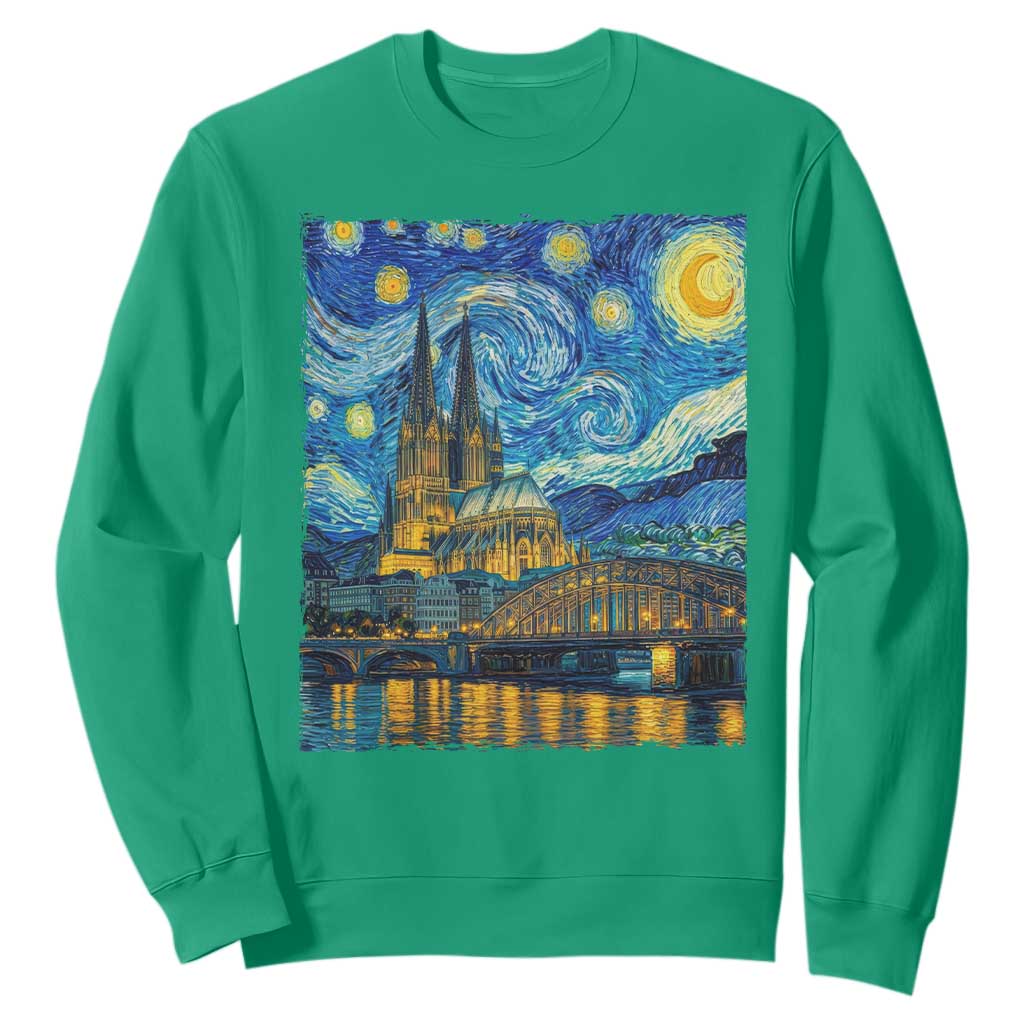 Cologne Cathedral Silhouette Köln German Starry Night Style Sweatshirt