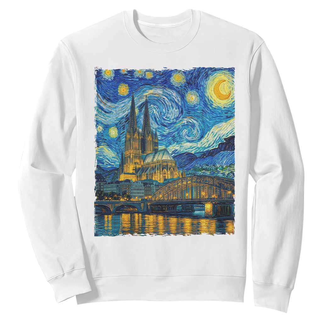 Cologne Cathedral Silhouette Köln German Starry Night Style Sweatshirt