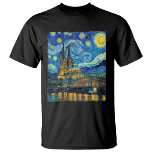 Cologne Cathedral Silhouette Köln German Starry Night Style T Shirt