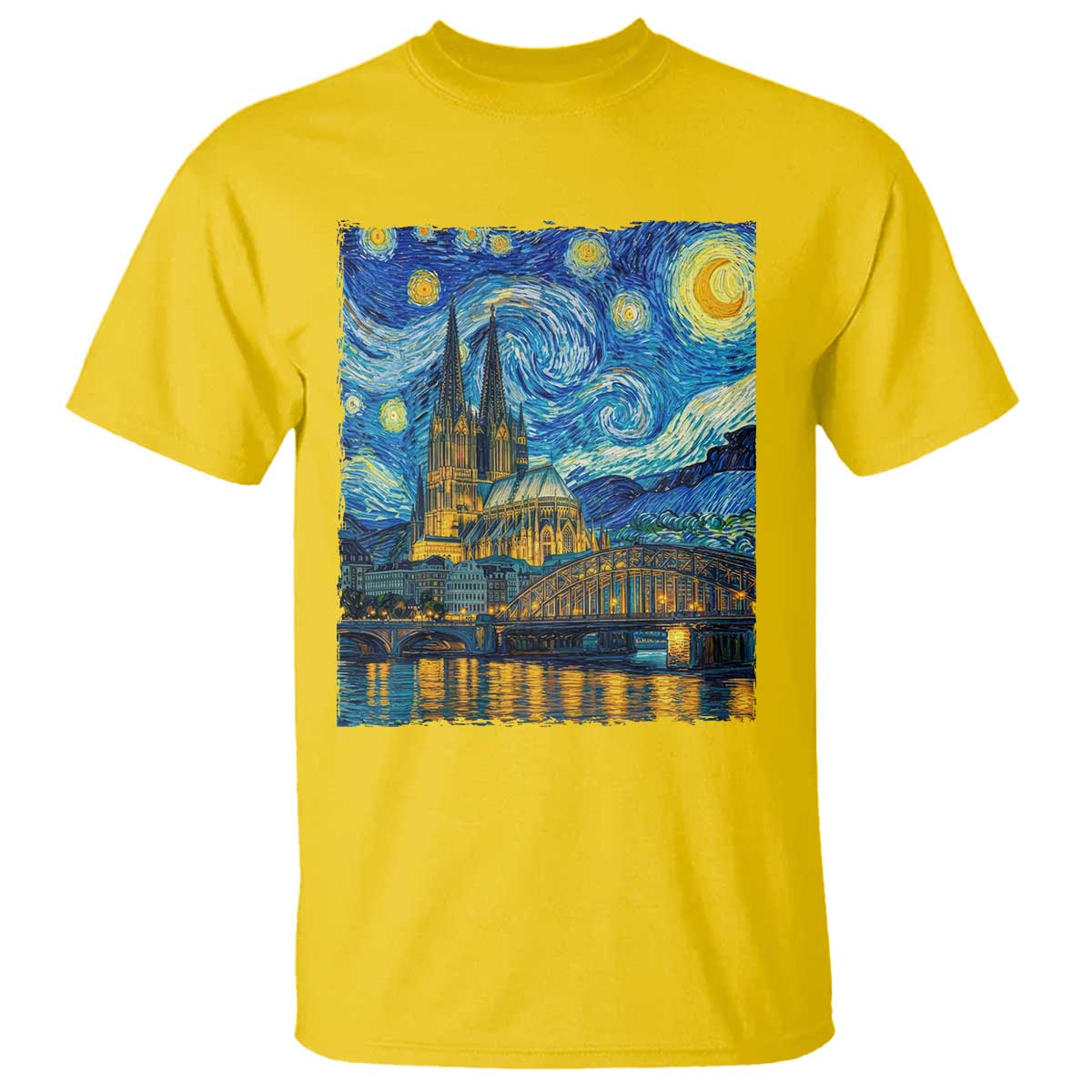 Cologne Cathedral Silhouette Köln German Starry Night Style T Shirt