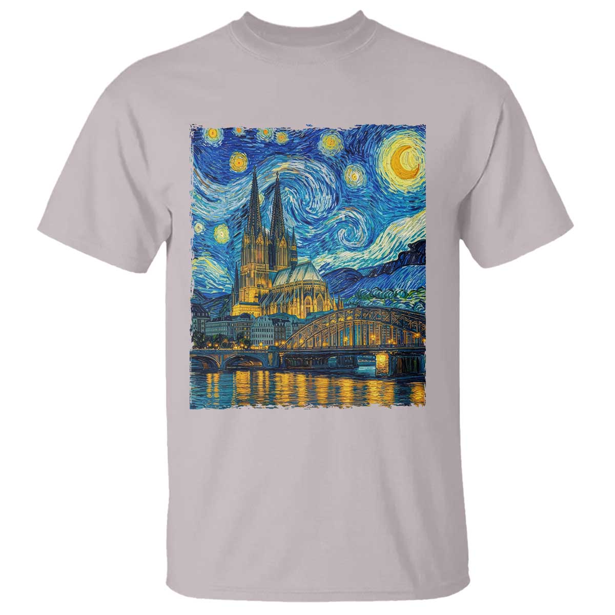 Cologne Cathedral Silhouette Köln German Starry Night Style T Shirt