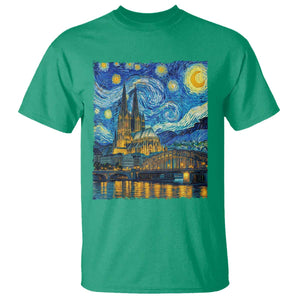 Cologne Cathedral Silhouette Köln German Starry Night Style T Shirt