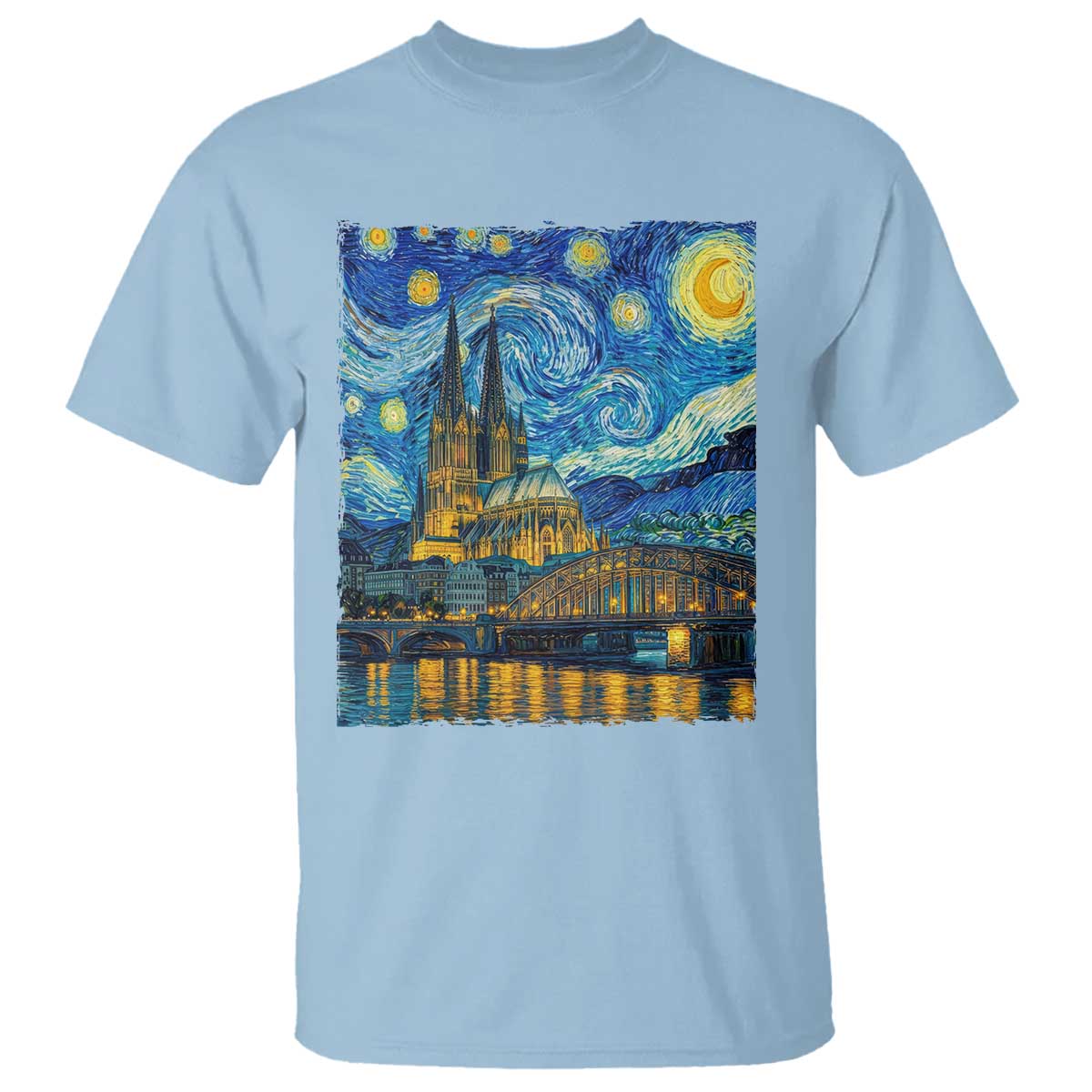 Cologne Cathedral Silhouette Köln German Starry Night Style T Shirt