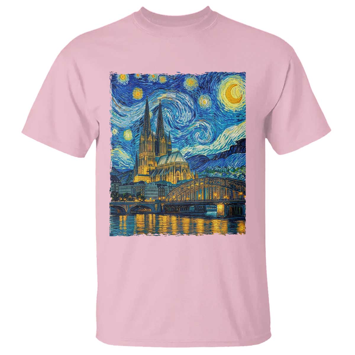 Cologne Cathedral Silhouette Köln German Starry Night Style T Shirt