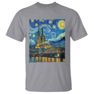 Cologne Cathedral Silhouette Köln German Starry Night Style T Shirt
