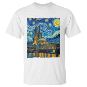 Cologne Cathedral Silhouette Köln German Starry Night Style T Shirt