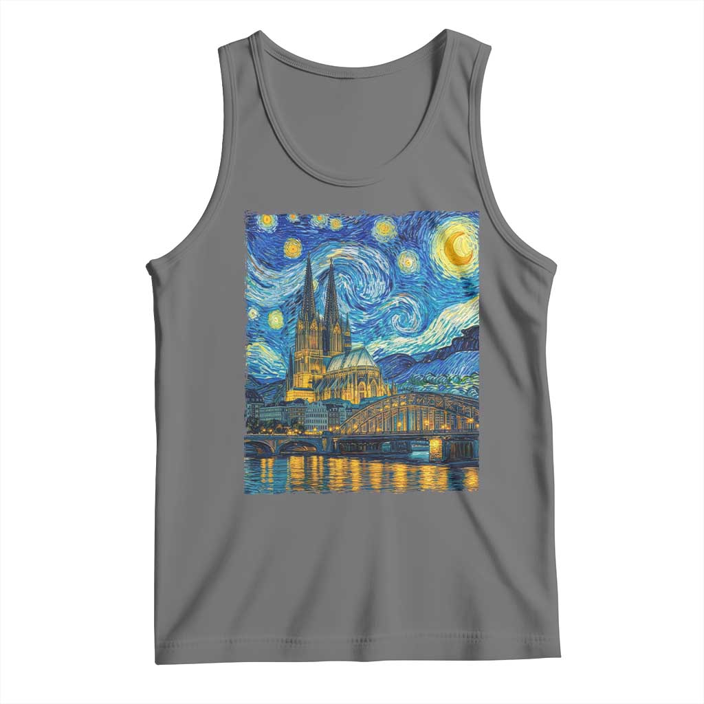 Cologne Cathedral Silhouette Köln German Starry Night Style Tank Top