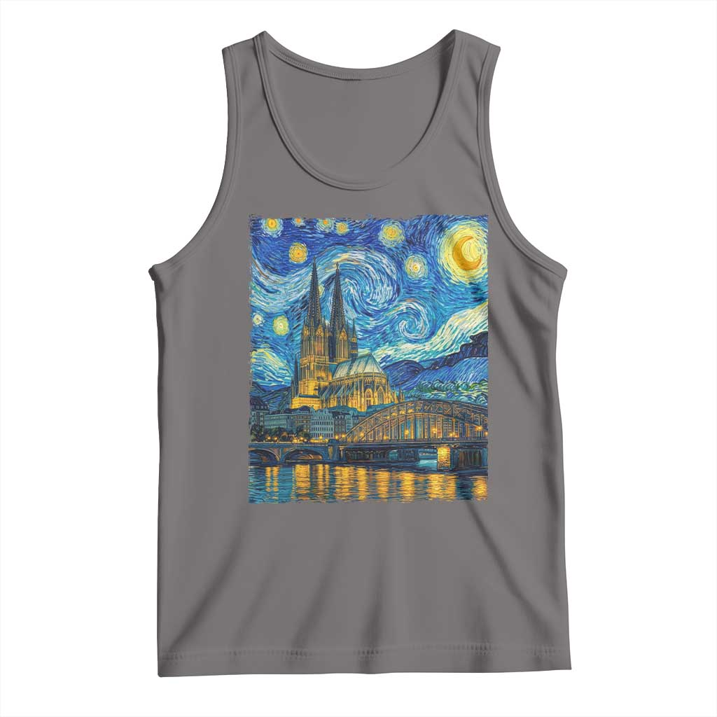 Cologne Cathedral Silhouette Köln German Starry Night Style Tank Top