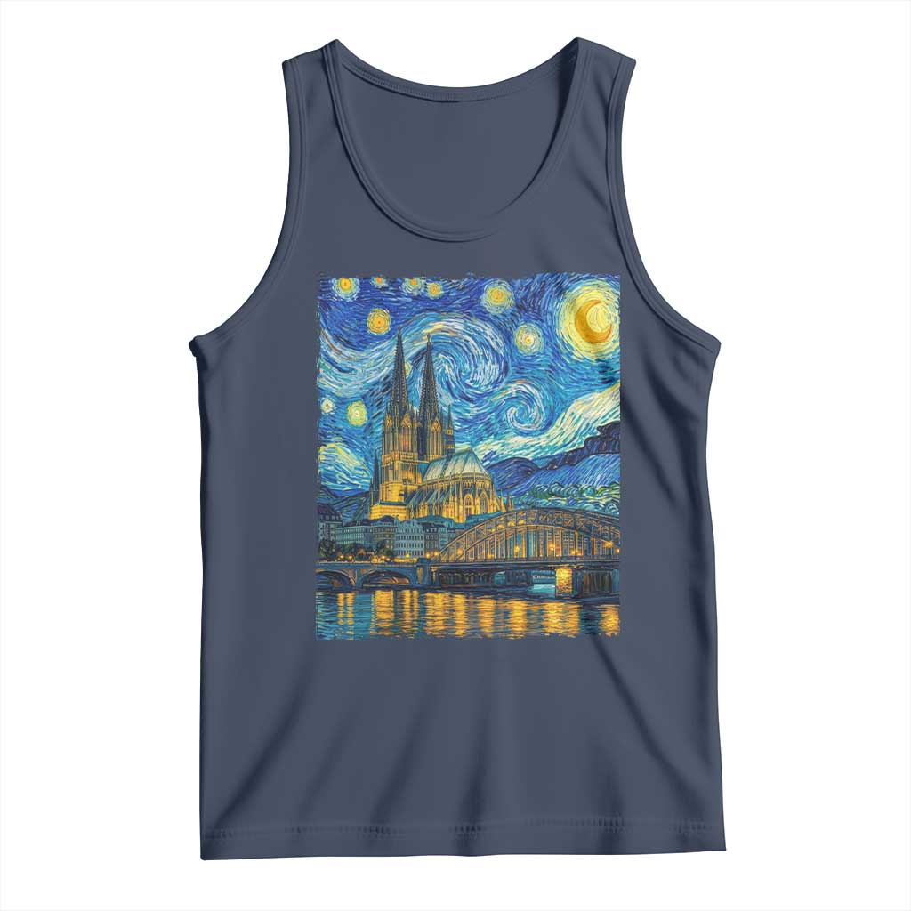Cologne Cathedral Silhouette Köln German Starry Night Style Tank Top