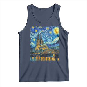 Cologne Cathedral Silhouette Köln German Starry Night Style Tank Top