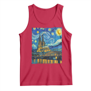 Cologne Cathedral Silhouette Köln German Starry Night Style Tank Top