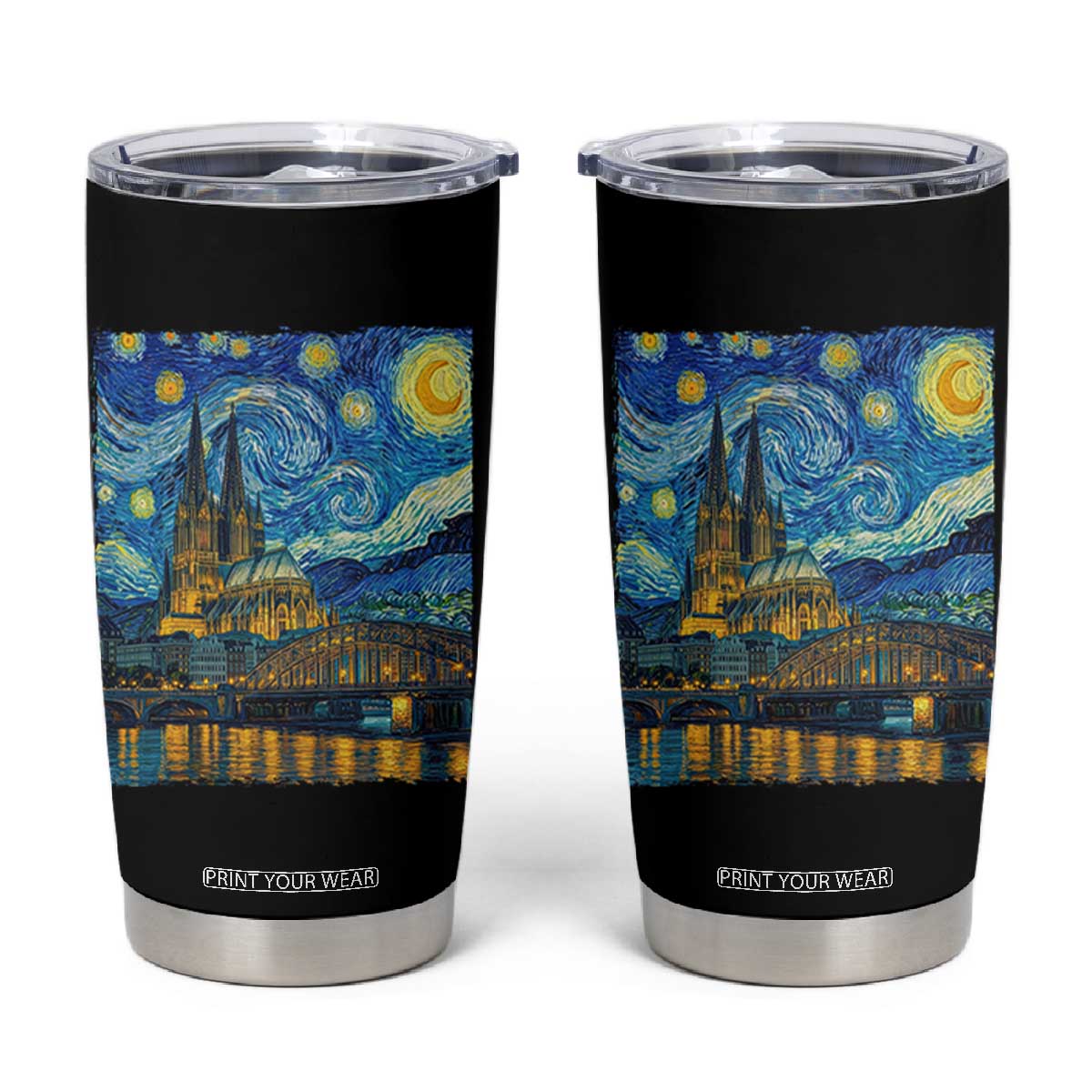 Cologne Cathedral Silhouette Köln German Starry Night Style Tumbler Cup