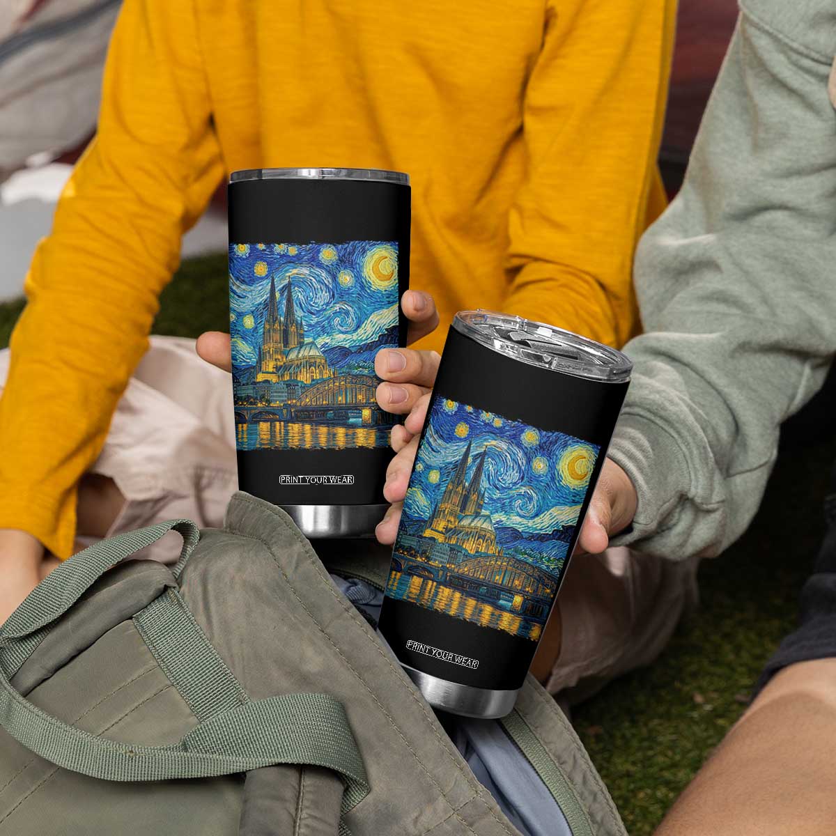 Cologne Cathedral Silhouette Köln German Starry Night Style Tumbler Cup